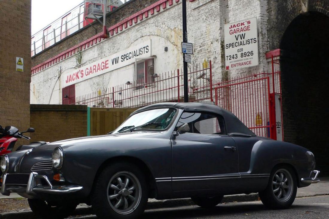 VW bodywork repair in progress in the Jack's Garage workshop, Ladbroke Grove